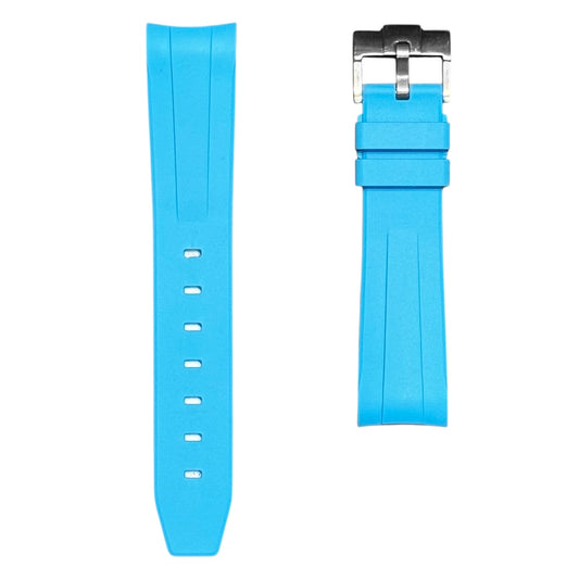 62M - Miami blue 20mm curve end FKM rubber strap