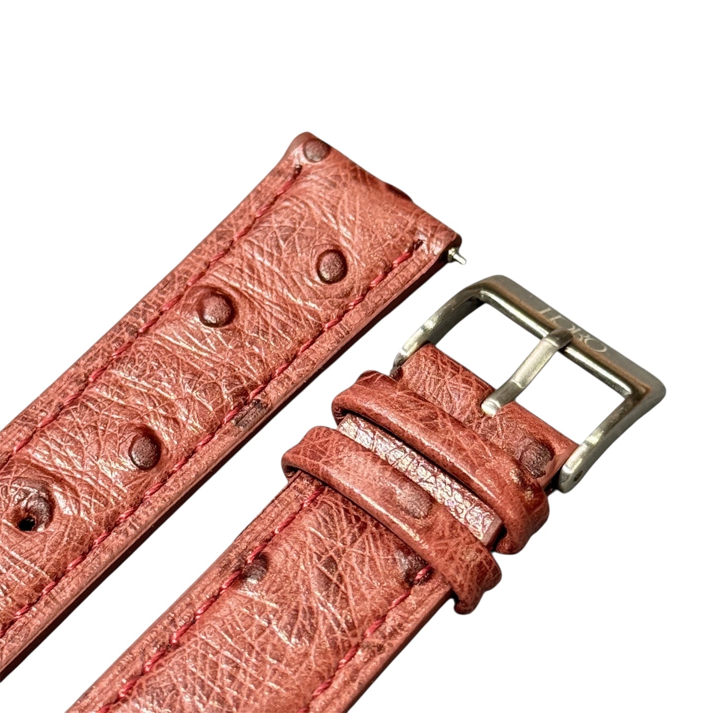 12A -  Burgundy Ostrich print Genuine Leather strap