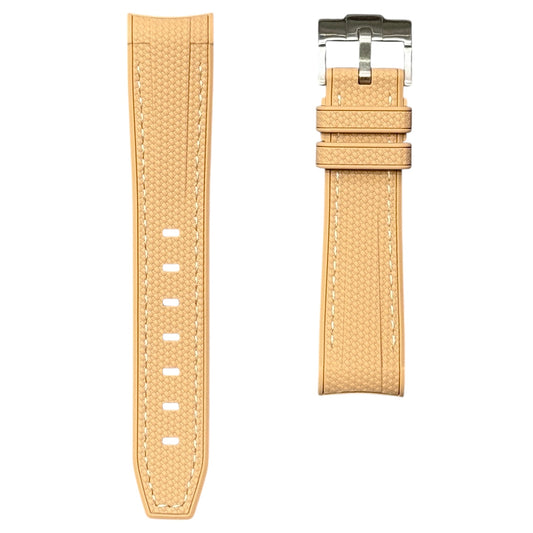 61M - Rubber strap Milk tea with white stitching