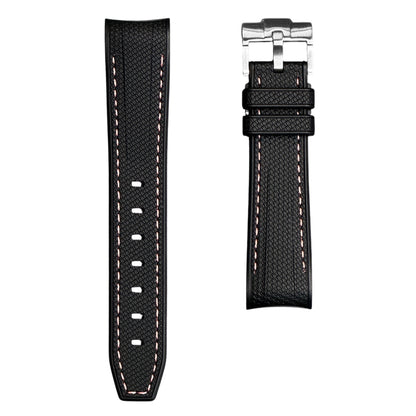 61M - Rubber strap Black with light pink stitching