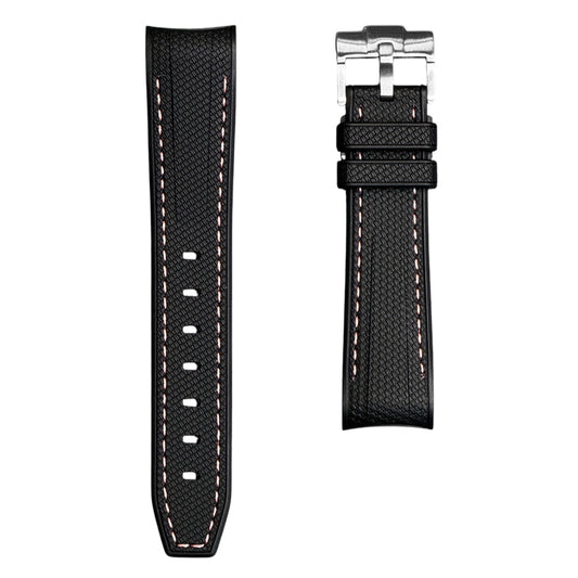 61M - Rubber strap Black with light pink stitching