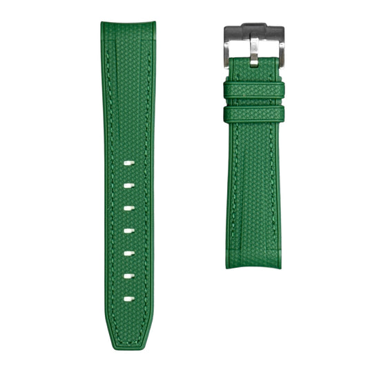 61M - Rubber strap Forest Green with stitching