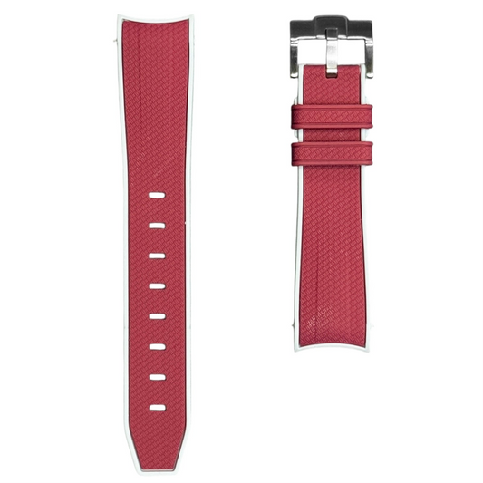 61M - Burgundy/Grey Rubber strap