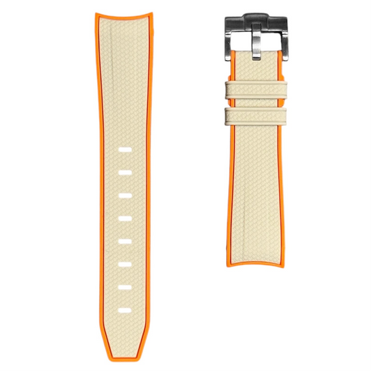 61M - Beige/Orange Rubber strap