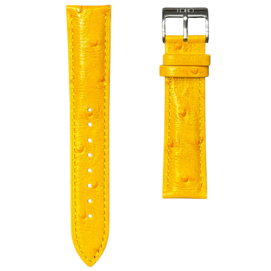 12A -  Yellow Ostrich print Genuine Leather strap