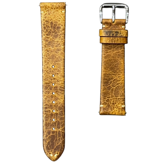 102 - Vintage calf leather strap Crack brown