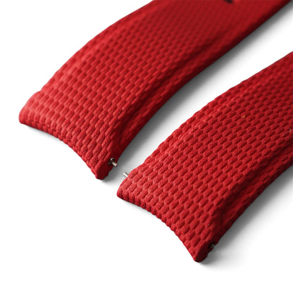389 - Red Curve end weave FKM Rubber strap