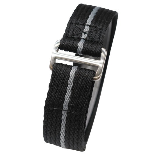 7B - Black/Grey Velcro Nylons Fabric NATO strap