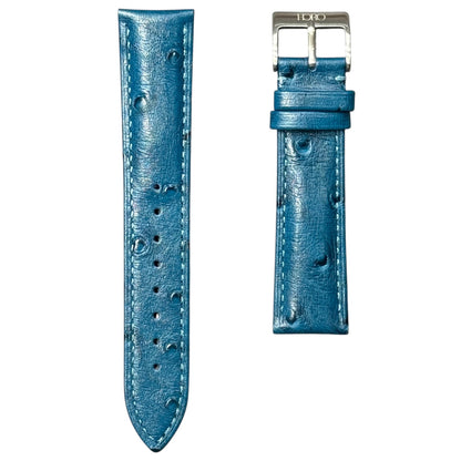 12A -  Blue Ostrich print Genuine Leather strap