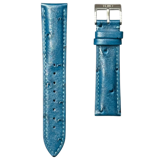 12A -  Blue Ostrich print Genuine Leather strap