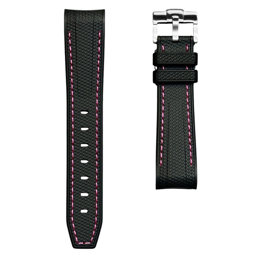 61M - Rubber strap Black with pink stitching