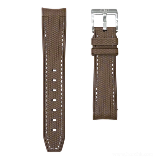 61M - Rubber strap brown with white stitching