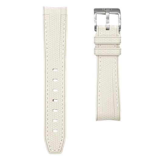 61M - Rubber strap Beige with white stitching