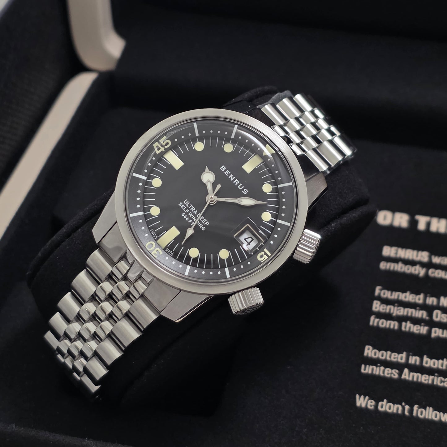 Benrus Ultra-Deep 36.5mm Watch  Ref.UD-SA-BK-SS