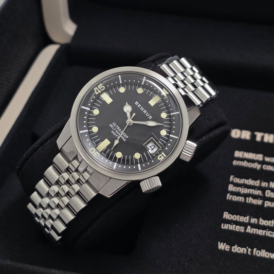 Benrus Ultra-Deep 36.5mm Watch  Ref.UD-SA-BK-SS