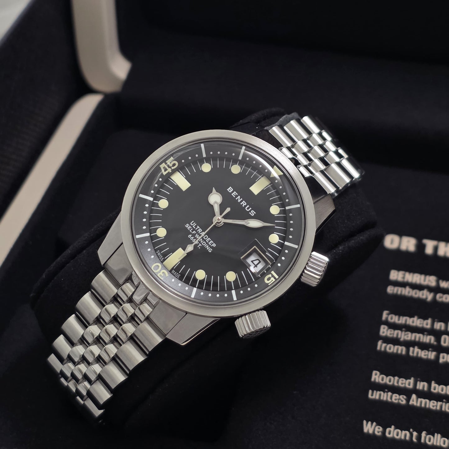 Benrus Ultra-Deep 36.5mm Watch  Ref.UD-SA-BK-SS