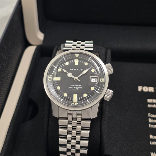 Benrus Ultra-Deep 36.5mm Watch  Ref.UD-SA-BK-SS